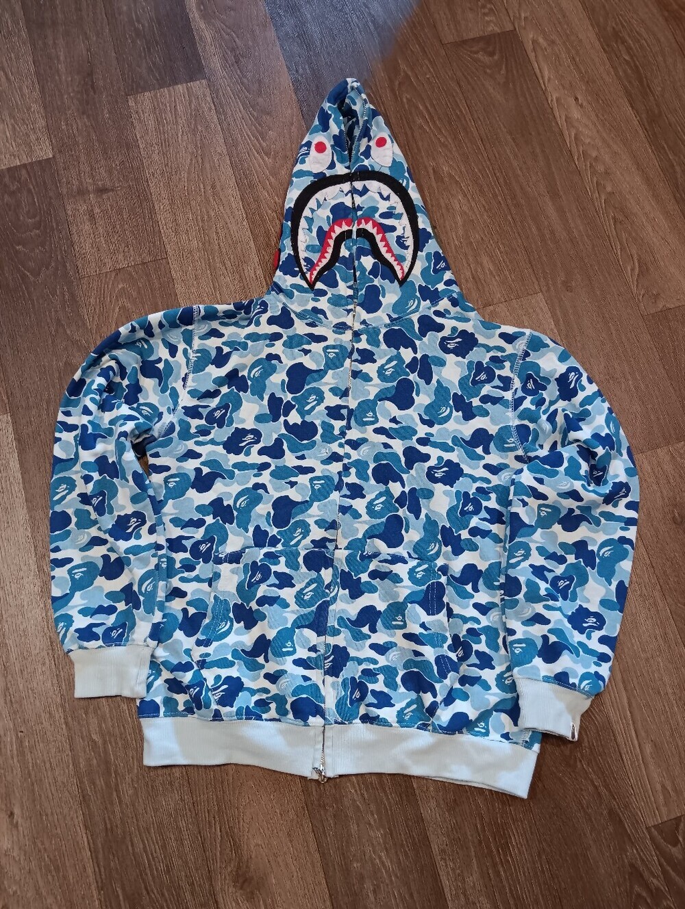 BAPE ABC Camo Shark WGM Full Zip Hoodie Blue | A Bathing Ape Sz L
